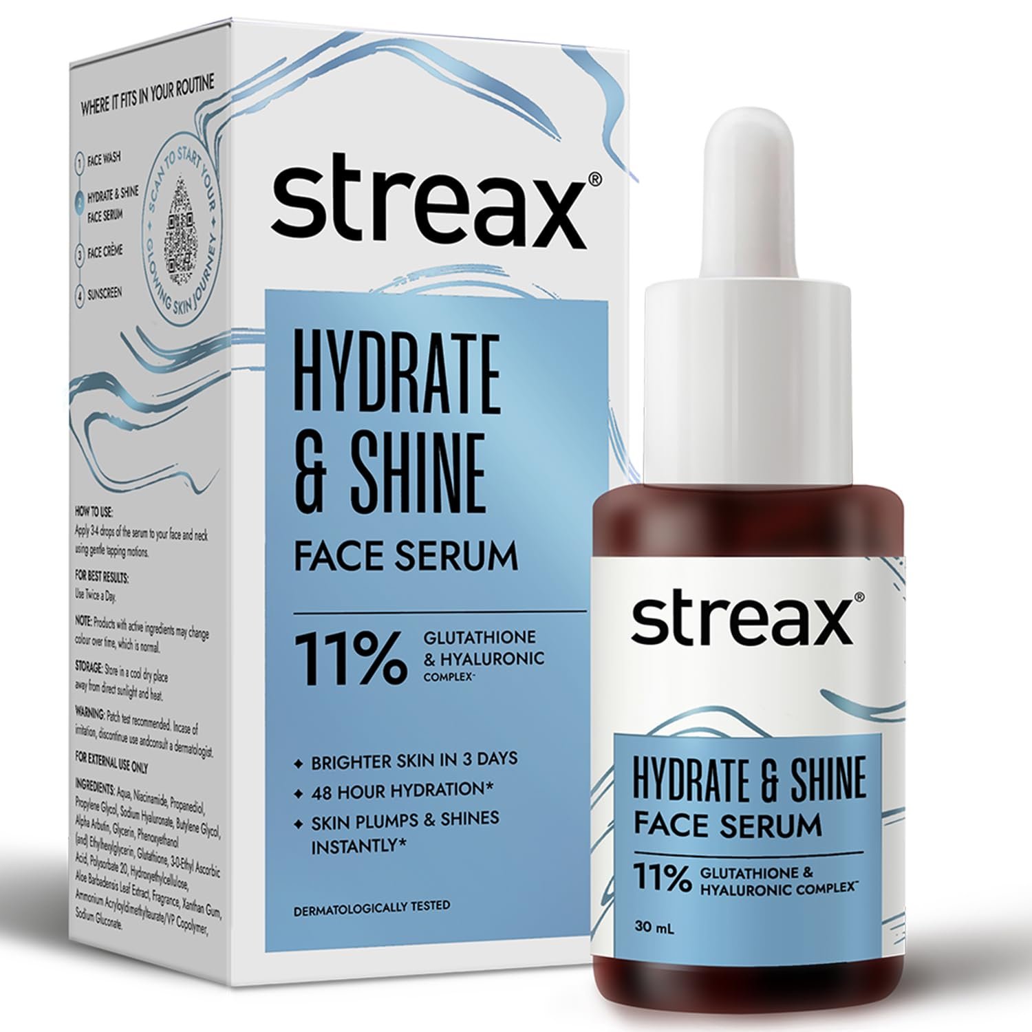 Streax Hydrate & Shine Face Serum, 30ml